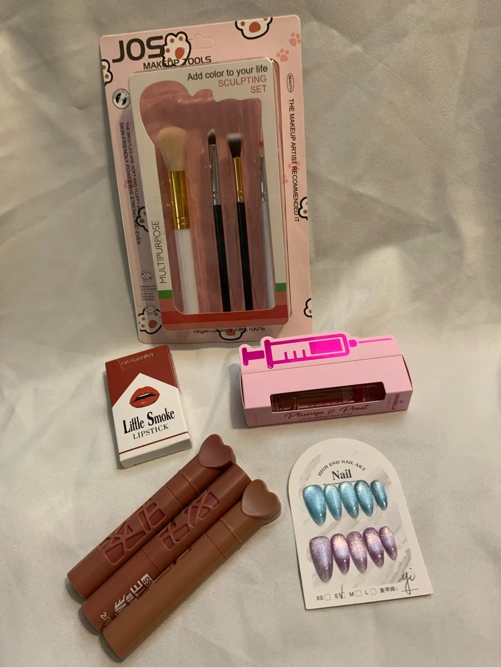 JOS Makeup Tools Sculpting Brush Set + Pink & Neutral Makeup Accessories